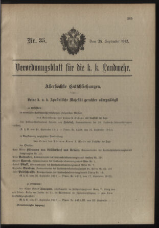 Verordnungsblatt für die Kaiserlich-Königliche Landwehr 19120928 Seite: 1