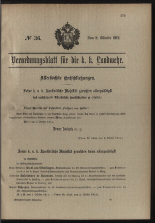 Verordnungsblatt für die Kaiserlich-Königliche Landwehr 19121008 Seite: 1