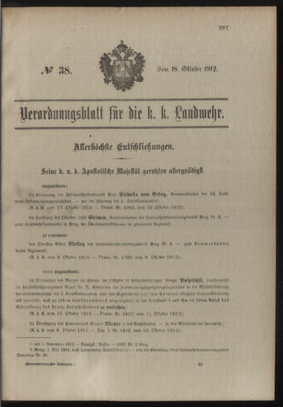 Verordnungsblatt für die Kaiserlich-Königliche Landwehr 19121018 Seite: 1