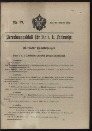 Verordnungsblatt für die Kaiserlich-Königliche Landwehr 19121028 Seite: 1