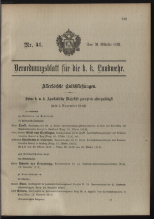 Verordnungsblatt für die Kaiserlich-Königliche Landwehr 19121031 Seite: 7