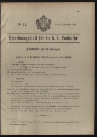 Verordnungsblatt für die Kaiserlich-Königliche Landwehr 19121109 Seite: 1