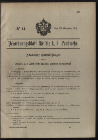 Verordnungsblatt für die Kaiserlich-Königliche Landwehr 19121123 Seite: 1