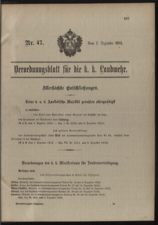 Verordnungsblatt für die Kaiserlich-Königliche Landwehr 19121207 Seite: 15