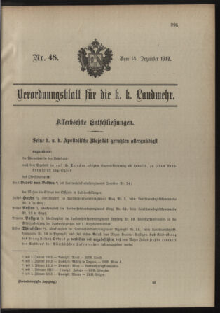 Verordnungsblatt für die Kaiserlich-Königliche Landwehr 19121214 Seite: 1