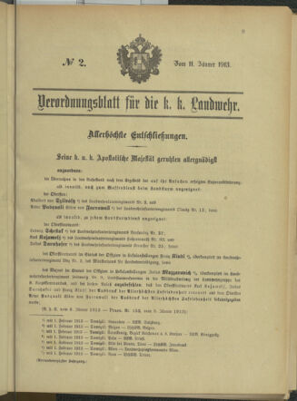 Verordnungsblatt für die Kaiserlich-Königliche Landwehr 19130111 Seite: 1