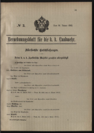 Verordnungsblatt für die Kaiserlich-Königliche Landwehr 19130118 Seite: 1