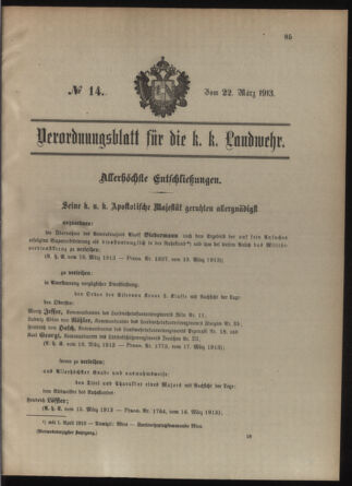 Verordnungsblatt für die Kaiserlich-Königliche Landwehr 19130322 Seite: 1