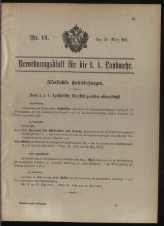 Verordnungsblatt für die Kaiserlich-Königliche Landwehr 19130329 Seite: 1