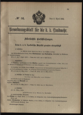 Verordnungsblatt für die Kaiserlich-Königliche Landwehr 19130405 Seite: 1