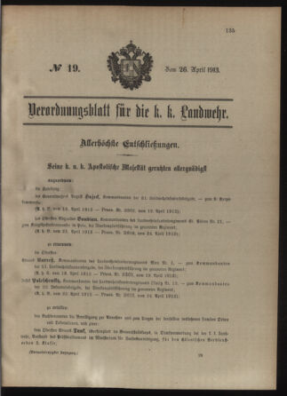 Verordnungsblatt für die Kaiserlich-Königliche Landwehr 19130426 Seite: 1