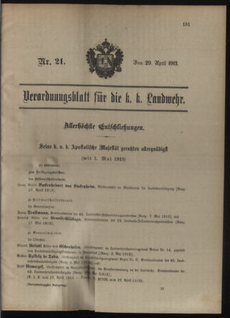 Verordnungsblatt für die Kaiserlich-Königliche Landwehr 19130429 Seite: 7