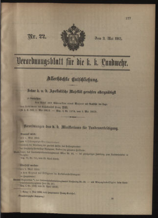 Verordnungsblatt für die Kaiserlich-Königliche Landwehr 19130503 Seite: 1