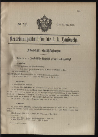 Verordnungsblatt für die Kaiserlich-Königliche Landwehr 19130510 Seite: 1