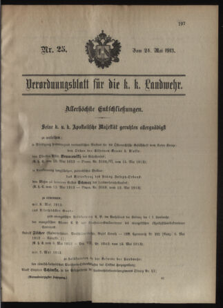 Verordnungsblatt für die Kaiserlich-Königliche Landwehr 19130524 Seite: 1