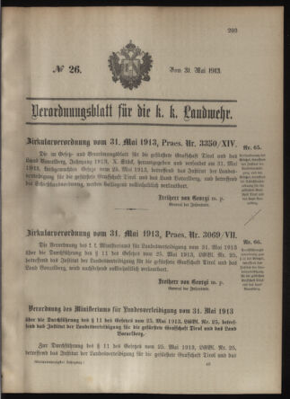 Verordnungsblatt für die Kaiserlich-Königliche Landwehr 19130531 Seite: 1