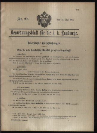 Verordnungsblatt für die Kaiserlich-Königliche Landwehr 19130531 Seite: 47