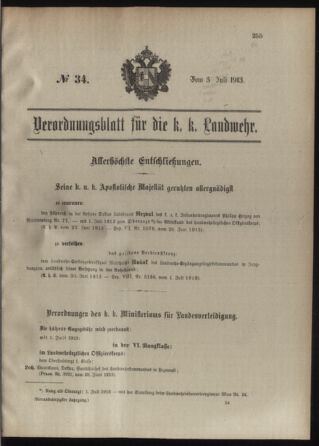 Verordnungsblatt für die Kaiserlich-Königliche Landwehr 19130705 Seite: 1