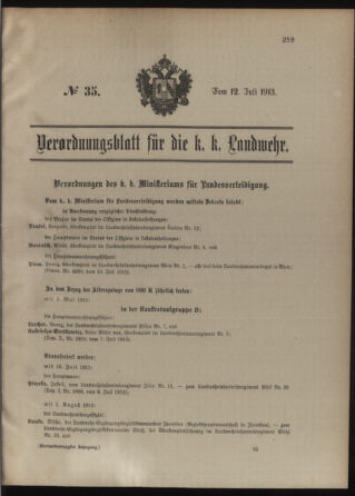 Verordnungsblatt für die Kaiserlich-Königliche Landwehr 19130712 Seite: 1