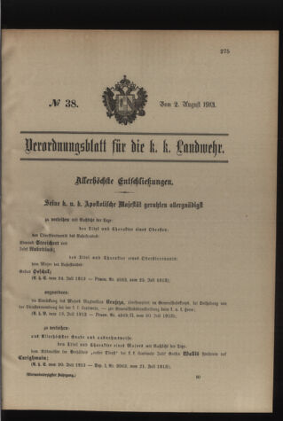 Verordnungsblatt für die Kaiserlich-Königliche Landwehr