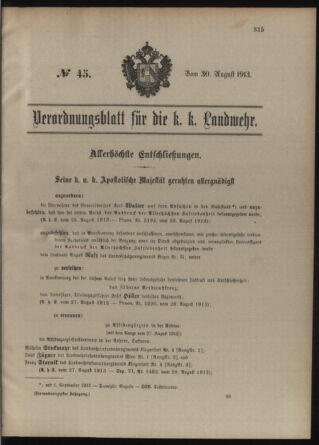 Verordnungsblatt für die Kaiserlich-Königliche Landwehr 19130830 Seite: 1