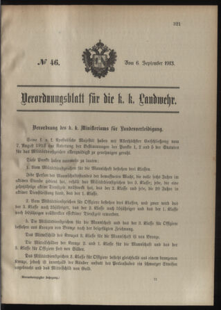 Verordnungsblatt für die Kaiserlich-Königliche Landwehr