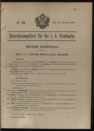 Verordnungsblatt für die Kaiserlich-Königliche Landwehr 19130920 Seite: 1