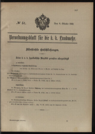 Verordnungsblatt für die Kaiserlich-Königliche Landwehr 19131004 Seite: 1