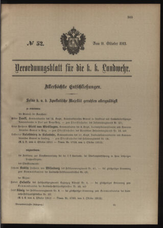 Verordnungsblatt für die Kaiserlich-Königliche Landwehr 19131011 Seite: 1