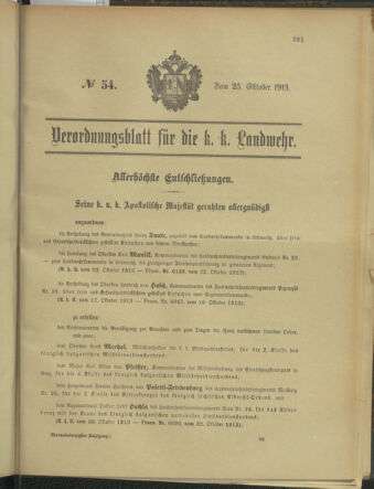 Verordnungsblatt für die Kaiserlich-Königliche Landwehr 19131025 Seite: 1