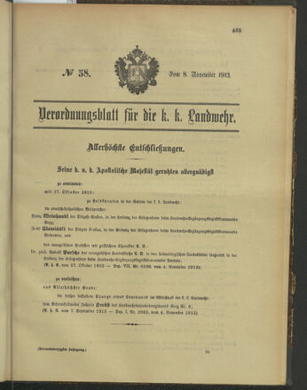 Verordnungsblatt für die Kaiserlich-Königliche Landwehr 19131108 Seite: 1