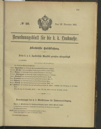 Verordnungsblatt für die Kaiserlich-Königliche Landwehr 19131122 Seite: 1