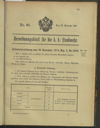 Verordnungsblatt für die Kaiserlich-Königliche Landwehr 19131127 Seite: 1