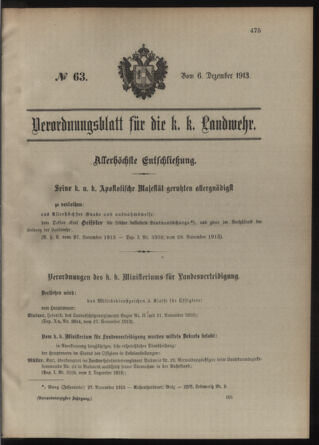 Verordnungsblatt für die Kaiserlich-Königliche Landwehr 19131206 Seite: 1