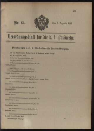 Verordnungsblatt für die Kaiserlich-Königliche Landwehr 19131206 Seite: 7