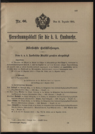 Verordnungsblatt für die Kaiserlich-Königliche Landwehr 19131213 Seite: 1