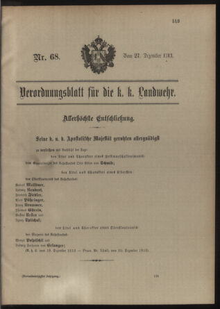 Verordnungsblatt für die Kaiserlich-Königliche Landwehr 19131227 Seite: 1