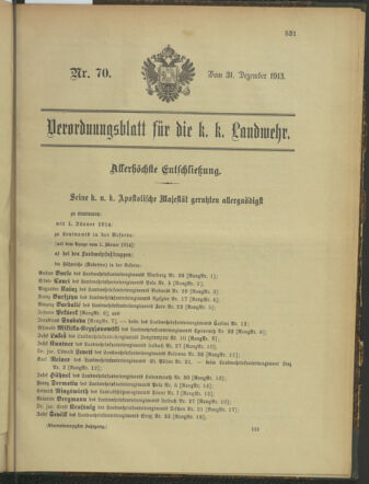 Verordnungsblatt für die Kaiserlich-Königliche Landwehr 19131231 Seite: 1