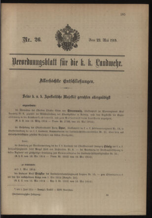 Verordnungsblatt für die Kaiserlich-Königliche Landwehr 19140523 Seite: 1