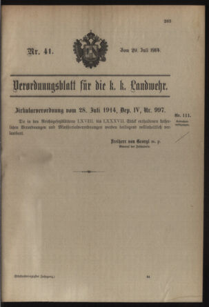 Verordnungsblatt für die Kaiserlich-Königliche Landwehr 19140729 Seite: 7