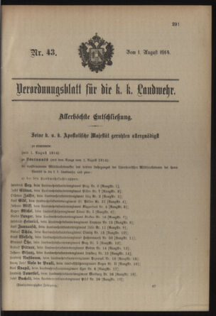 Verordnungsblatt für die Kaiserlich-Königliche Landwehr 19140801 Seite: 7