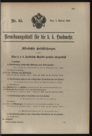 Verordnungsblatt für die Kaiserlich-Königliche Landwehr 19141003 Seite: 13