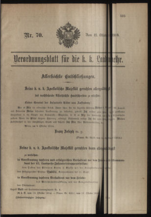 Verordnungsblatt für die Kaiserlich-Königliche Landwehr 19141015 Seite: 7