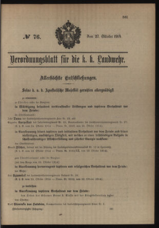 Verordnungsblatt für die Kaiserlich-Königliche Landwehr