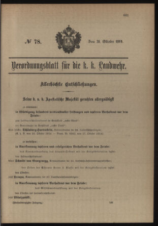 Verordnungsblatt für die Kaiserlich-Königliche Landwehr 19141031 Seite: 13