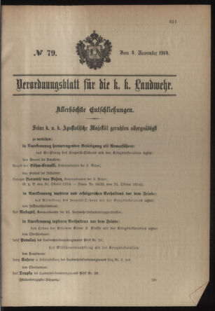 Verordnungsblatt für die Kaiserlich-Königliche Landwehr 19141104 Seite: 1