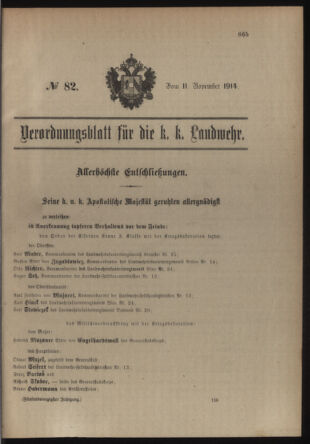 Verordnungsblatt für die Kaiserlich-Königliche Landwehr 19141111 Seite: 1