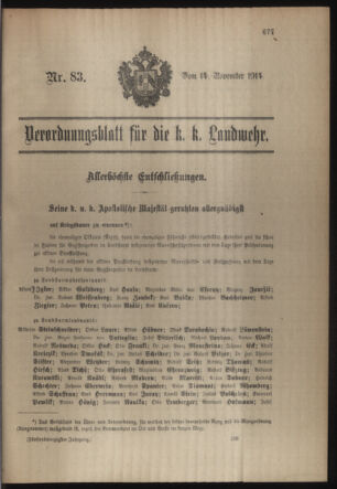 Verordnungsblatt für die Kaiserlich-Königliche Landwehr 19141114 Seite: 1