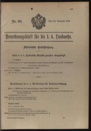 Verordnungsblatt für die Kaiserlich-Königliche Landwehr 19141128 Seite: 19