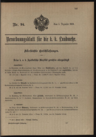 Verordnungsblatt für die Kaiserlich-Königliche Landwehr 19141205 Seite: 1